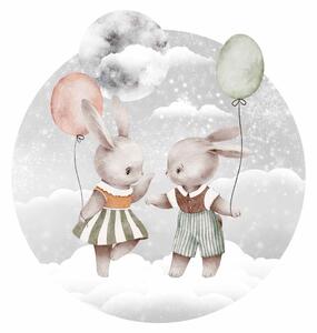 Detská nálepka na stenu Dreamland - zajačiky s balónmi Rozmery: 74 x 70 cm