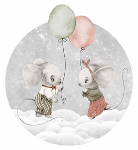 Detská nálepka na stenu Dreamland - myšky s balónmi Rozmery: 78 x 70 cm