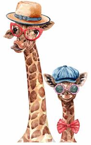 Detská nálepka na stenu Giraffes - žirafy v klobúkoch Rozmery: L
