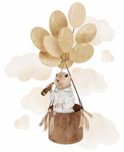 Detská nálepka na stenu Magical animals - syseľ v koši s balónmi Rozmery: 110 x 85 cm