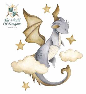 Detská nálepka na stenu The world of dragons - drak a obláčiky Rozmery: 70 x 58 cm