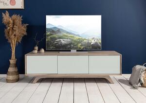 TROMSO TV-doska akácia 160x45x50 hnedo-bielo, lakovaná