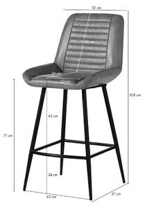 DARKNESS Barová stolička z pravej kože, 52x57x108, béžová
