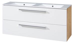 Mereo Mereo, Bino, kúpeľňová skrinka s keramickým umývadlom 121 cm, biela, dub, MER-CN673