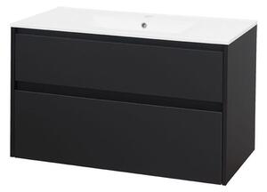 Mereo Mereo, Opto, kúpeľňová skrinka s keramickým umývadlom 101 cm, biela, dub, biela/dub, čierna, MER-CN942