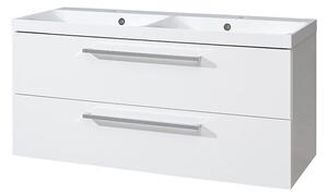 Mereo, Mereo Bino, kúpeľňová skrinka s umývadlom z liateho mramoru 121 cm, biela, MER-CN663M