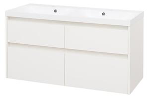 Mereo Mereo, Opto, kúpeľňová skrinka s umývadlom z liatého mramoru, 121 cm, biela, dub, biela/dub, čierna, MER-CN913M