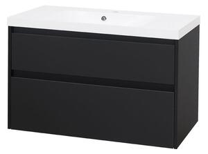 Mereo Mereo, Opto, kúpeľňová skrinka s umývadlom z liatého mramoru, 101 cm, biela, dub, biela/dub, čierna, MER-CN942M