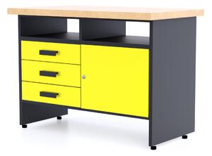 TvojRegal Kovový pracovný stôl WB5 - 3 zásuvky Farebné prevednie: Žltá
