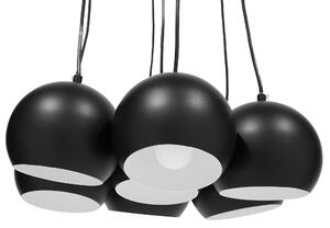 Závesná lampa čierna kovová na 7 žiaroviek okrúhle tienidlá na strop moderný štýl obývačka kuchyňa