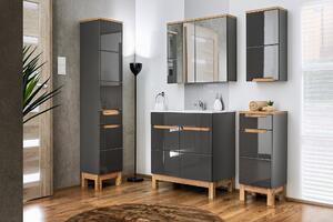 Kúpeľňový nábytok Brela zostava A, wotan/sivý lesk + umývadlo