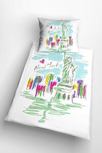 Glamonde luxusné obliečky New York New York so Sochou slobody v hravých a pestrých farbách. 140×200 cm
