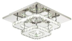 Toolight Toolight, LED 24W kryštálová stropná lampa štvorcová APP410-C, chrómová-zlatá, OSW-65008