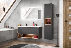 Kúpeľňový nábytok Birke zostava C, artisan/sivá + umývadlo + zrkadlo LED