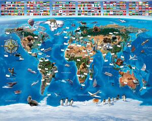 3D tapeta pre deti - Mapa sveta 305 x 244 cm