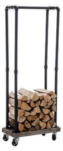 Stojan na drevo Forks 30x60x150, industriálny, čierny kov, drevo