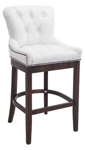 Barová stolička Buckingham ~ koža, drevené nohy tmavá antik Farba Biela