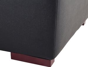 Taburet čierny kožený 80 x 35 cm hnedé nohy minimalistický moderný dizajn