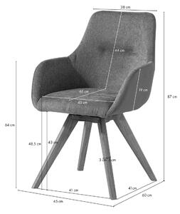 TACOMA Otočná stolička divoký dub, 56x60x87, čierna