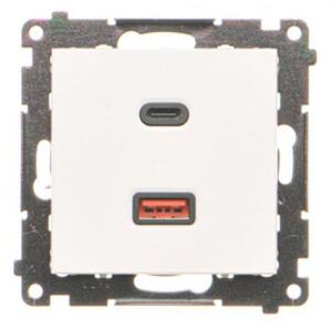 Zásuvka USB + USB-C dvojitá Quick Charge 30W Simon 55 biela mat