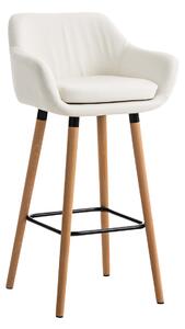 Barová stolička Grant ~ koženka, drevené nohy natura Farba Biela