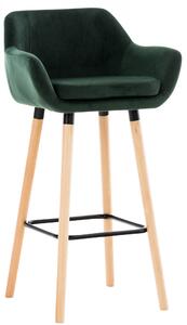 Barová stolička Grant ~ zamat, drevené nohy natura Farba Zelená