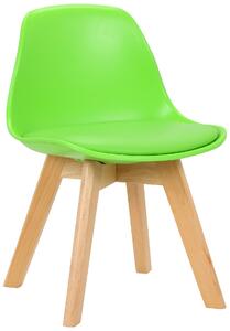 Detská stolička Lindi ~ plast, drevené nohy natura Farba Zelená