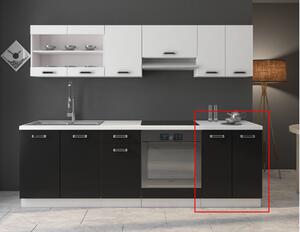 Kuchynská skrinka dolná dvojdverová s pracovnou doskou EPSILON 60 D 2F ZB, 60x82x60, čierna/biela