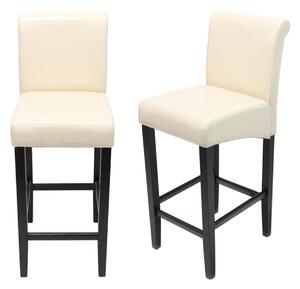 Barová stolička Lance (SET 2 ks) ~ drevené nohy tmavé Farba Krémová