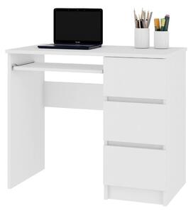 Písací stôl AKORD A-6, 90x77x50, biela, pravá