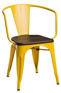 Stolička Paris s područkami, drevený sedák kartáčovaná borovica Farba Žltá
