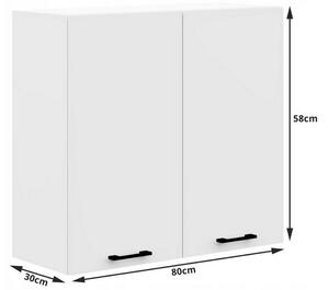 Kuchynská skrinka horná dvojdverová KOSTA W80 2D, 80x58x30, biela