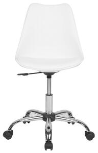 Kancelárska stolička z bielej umelej kože, výškovo nastaviteľná, kancelárska počítačová