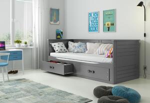 Detská posteľ OLYMP P2 + ÚP + matrac + rošt ZDARMA, 200x80, grafitová