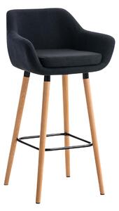 Barová stolička Grant ~ látka, drevené nohy natura Farba Čierna