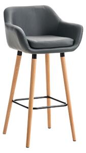 Barová stolička Grant ~ koženka, drevené nohy natura Farba Sivá