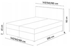 Čalúnená posteľ boxspring LEMON + topper, 140x200, itaka 14/čierna