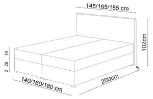 Čalúnená posteľ boxspring WALL + topper, 140x200, itaka 34