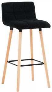 Barová stolička Lincoln ~ zamat, drevené nohy natura Farba Čierna