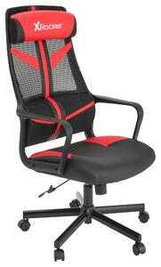 HERNÁ STOLIČKA, kožený vzhľad, červená, čierna X Rocker - Kancelárske stoličky, Online Only
