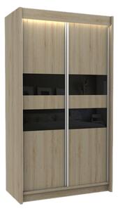 Skriňa s posuvnými dverami IRIS, biela/fialové sklo, 150x216x61