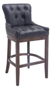 Barová stolička Buckingham ~ koža, drevené nohy tmavá antik - Čierna