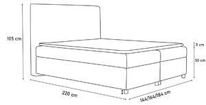 Čalúnená posteľ ASTERIA + topper, 140x200, monolith 29/pasy 2 monolith 29