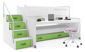 Detská poschodová posteľ MAX 1, 200x80, biela/zelená
