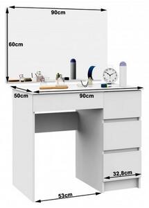 Toaletný stolík SPLIT TT6, 90x72/142x50, 900x600, biely, ľavý