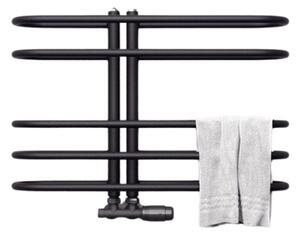 Regnis LEVEL, vykurovacie teleso 600x530mm so stredovým pripojením 50mm, 215W, čierna matná, LEVEL530/600/D50/BLACK