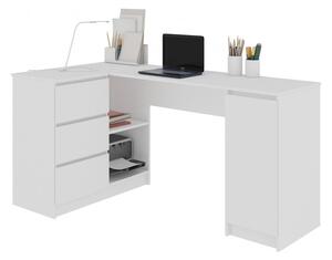 Písací stôl AKORD B20, 155x77x85/48,5, biela, ľavá