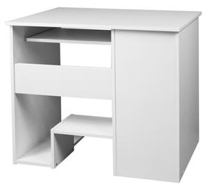 Písací stôl LAY, 90x74x50, biela/biela lesk