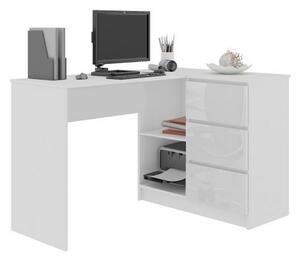 Písací stôl KORDA B16 3SZ, 124,5x77x50, biela/čierna lesk, pravá