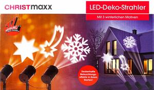 LED vianočný dekoratívny projektor 3v1 - hviezda, kométa, vločka
